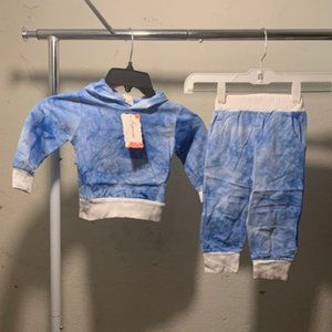 Fuyimei Toddler Blue Tie Dye Two Piece: Hoodie and Jogger Pants Set EU 90 3T